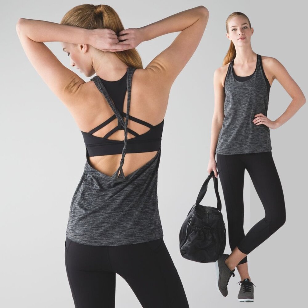 Lululemon Twist and Toil Tank - Heathered Black / Black - Size 8